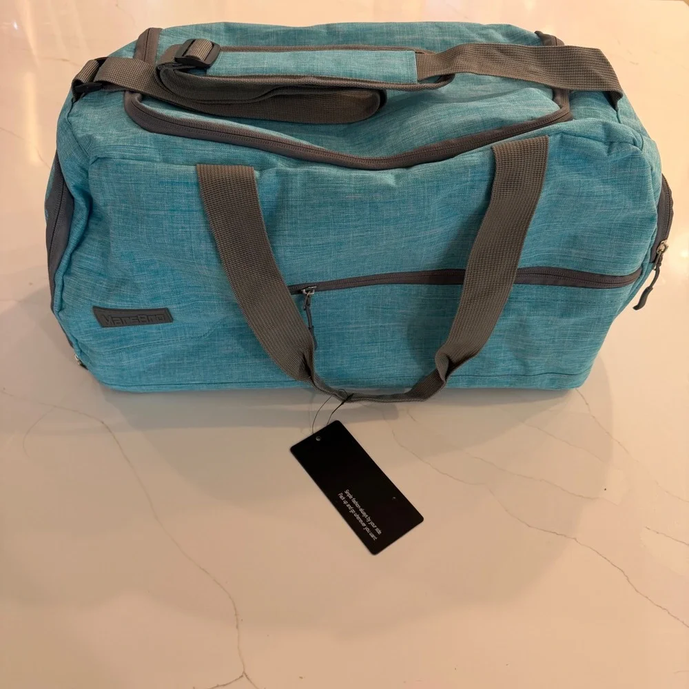 MarsBro Teal Water Resistant Gym Bag Duffel with Shoe Compartment New With Tags